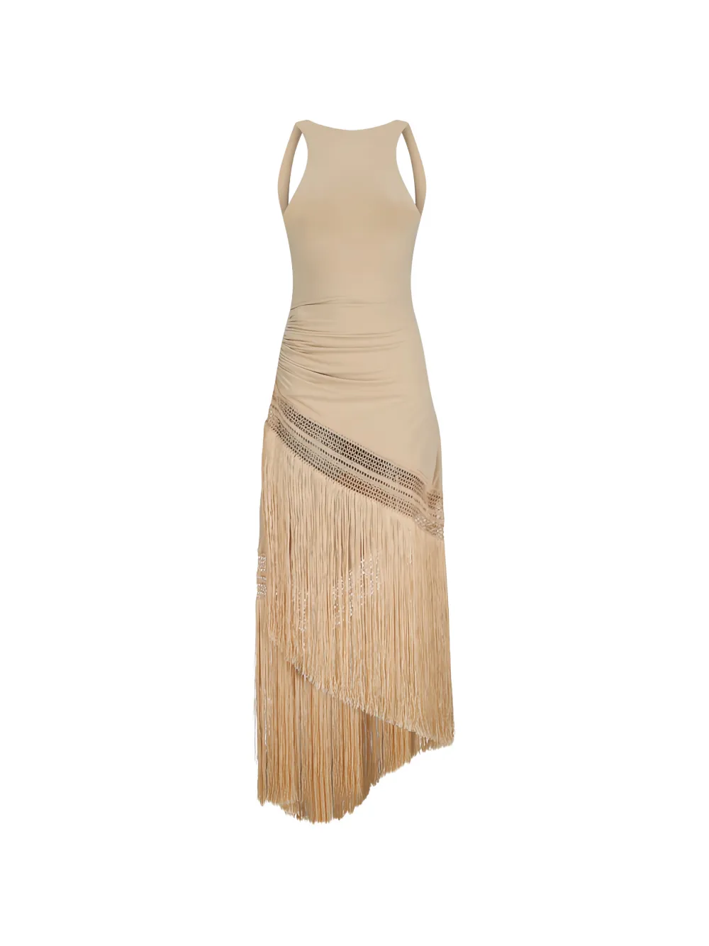 THE ANDAMANE fringed sleeveless dress - Nude