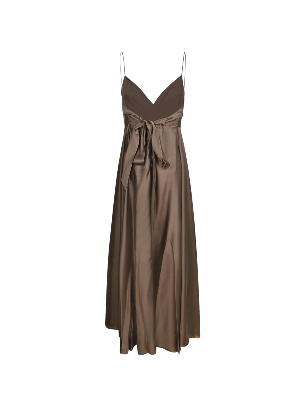 Blanca Vita Maxi-jurk met geplooide taille en strikdetail Bruin