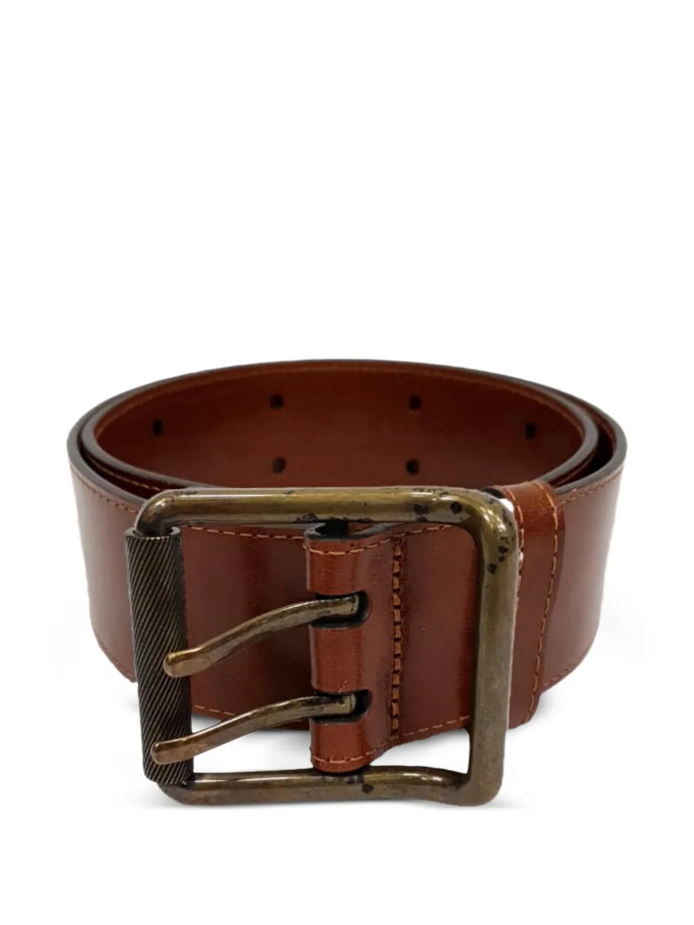 Burberry Pre-Owned Double Holed leather belt - Marrone