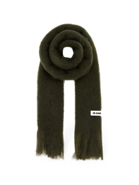 Jil Sander logo-patch fringed scarf