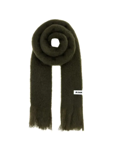 Jil Sander logo-patch fringed scarf