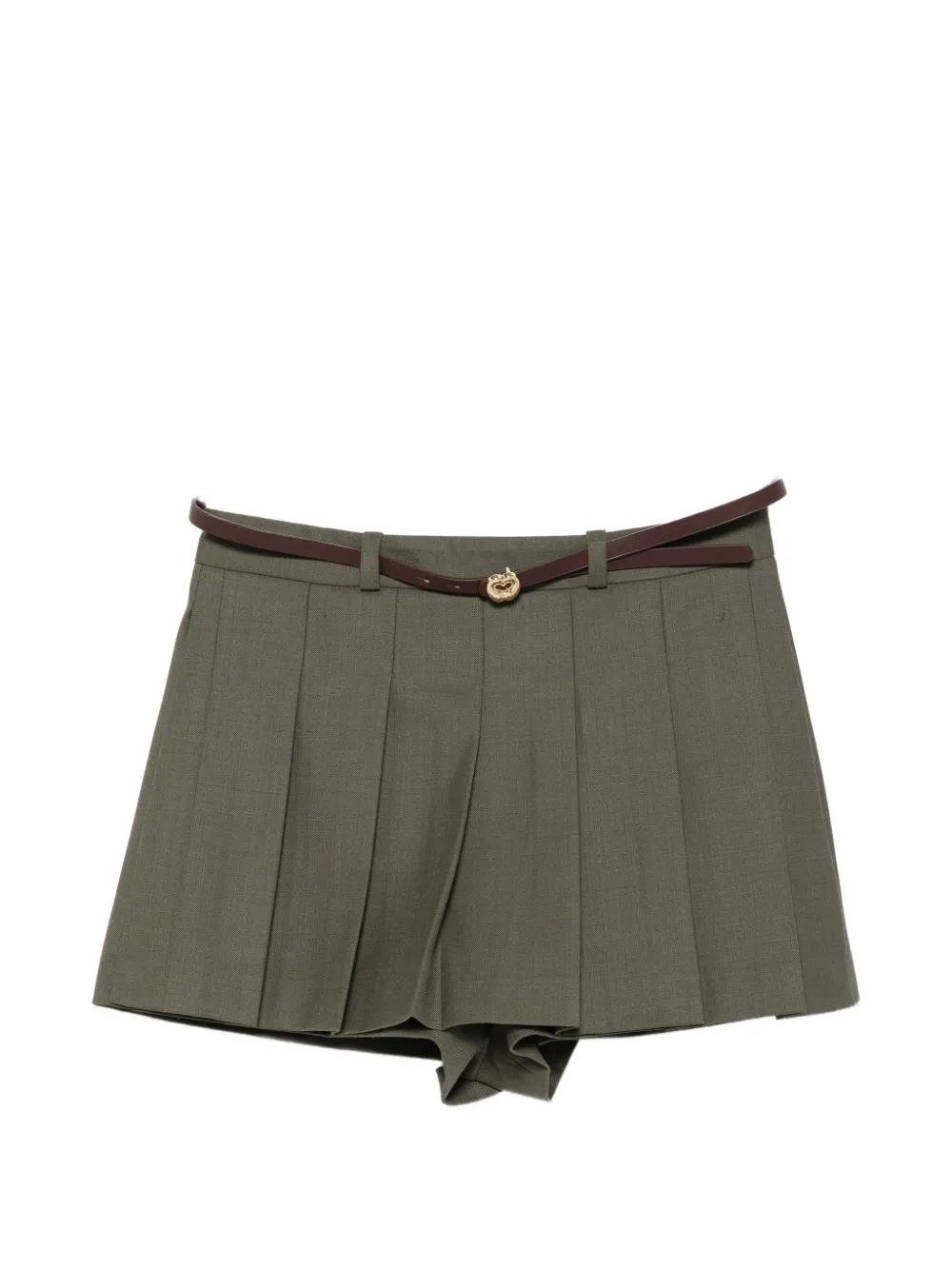 Maje Bundfaltenshorts mit Gürtel - Grün