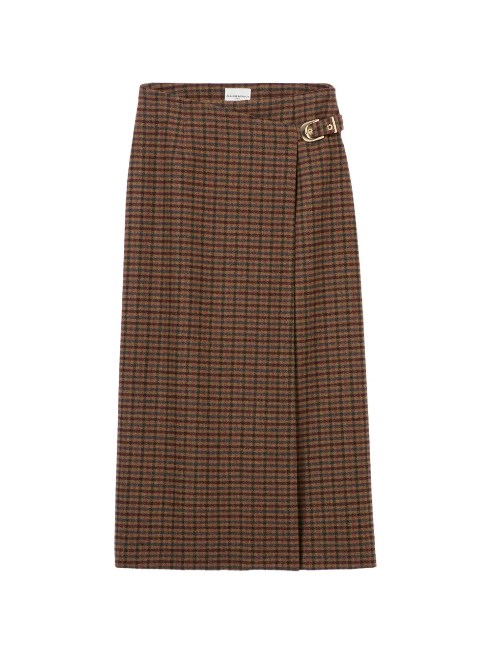 Claudie Pierlot straight check wool blend skirt - Marrone