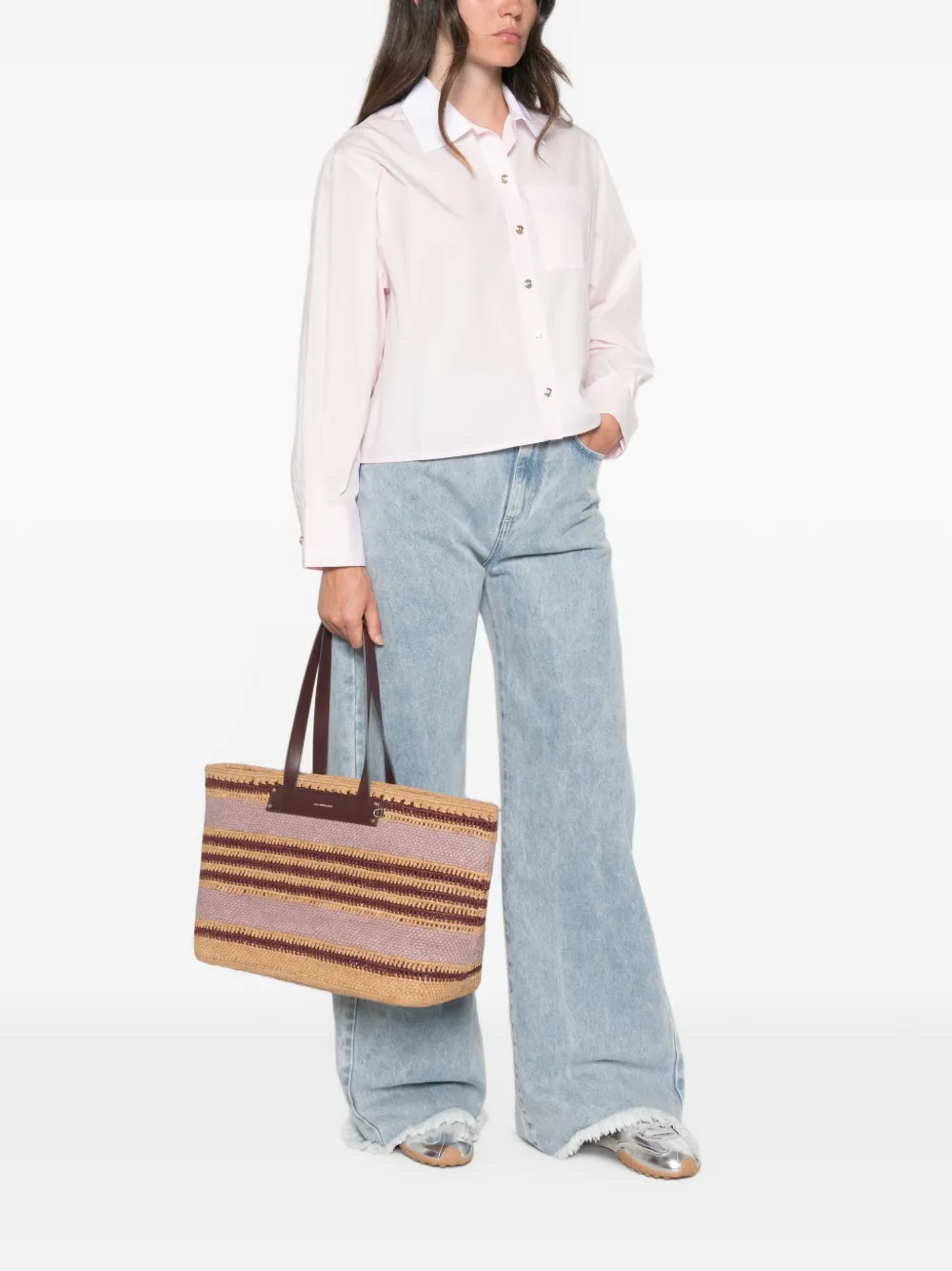 Maje Cropped blouse met contrasterende kraag Roze