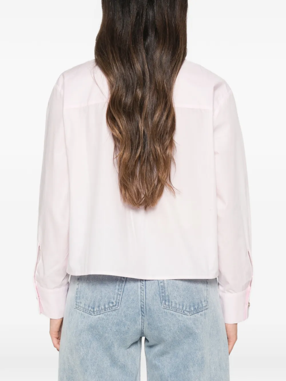 Maje Cropped blouse met contrasterende kraag Roze
