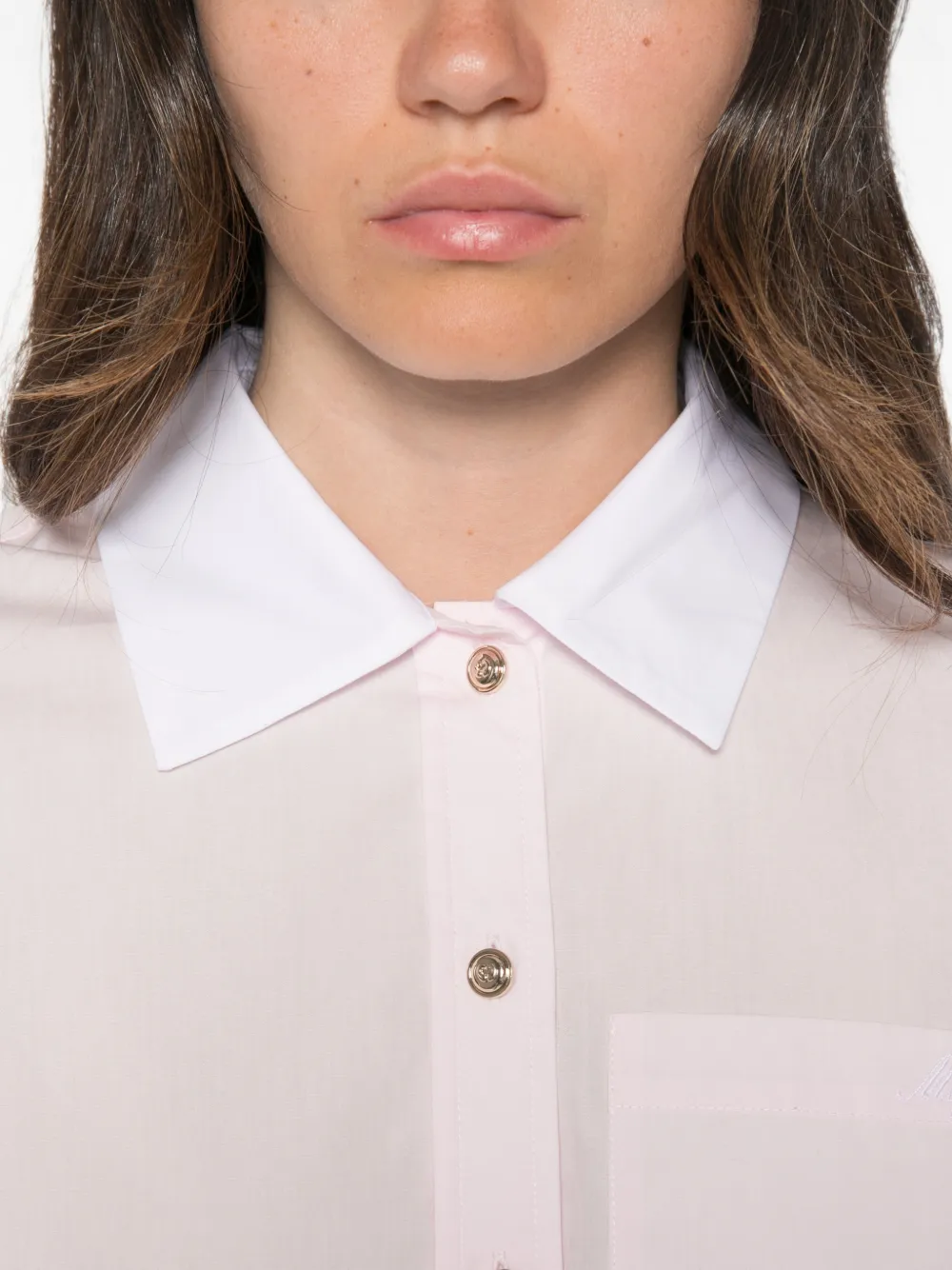 Maje Cropped blouse met contrasterende kraag Roze