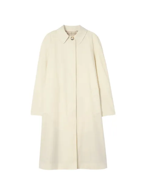 Burberry abrigo largo estilo gabardina con estampado tropical 