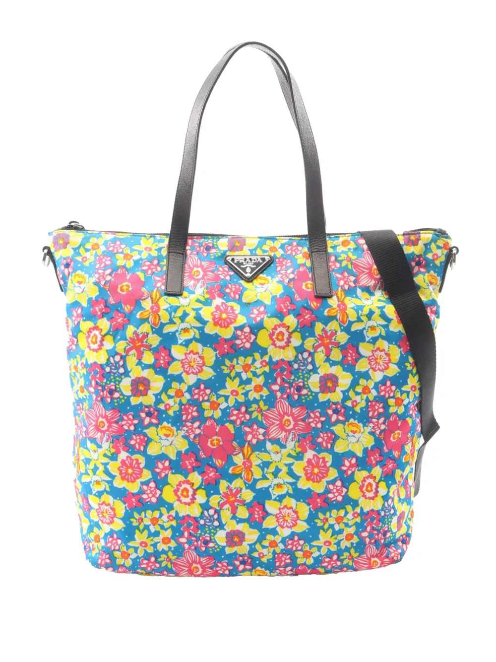 Pre-owned Prada 2013-2026 Tessuto Stampato Floral Tote Satchel In Multi