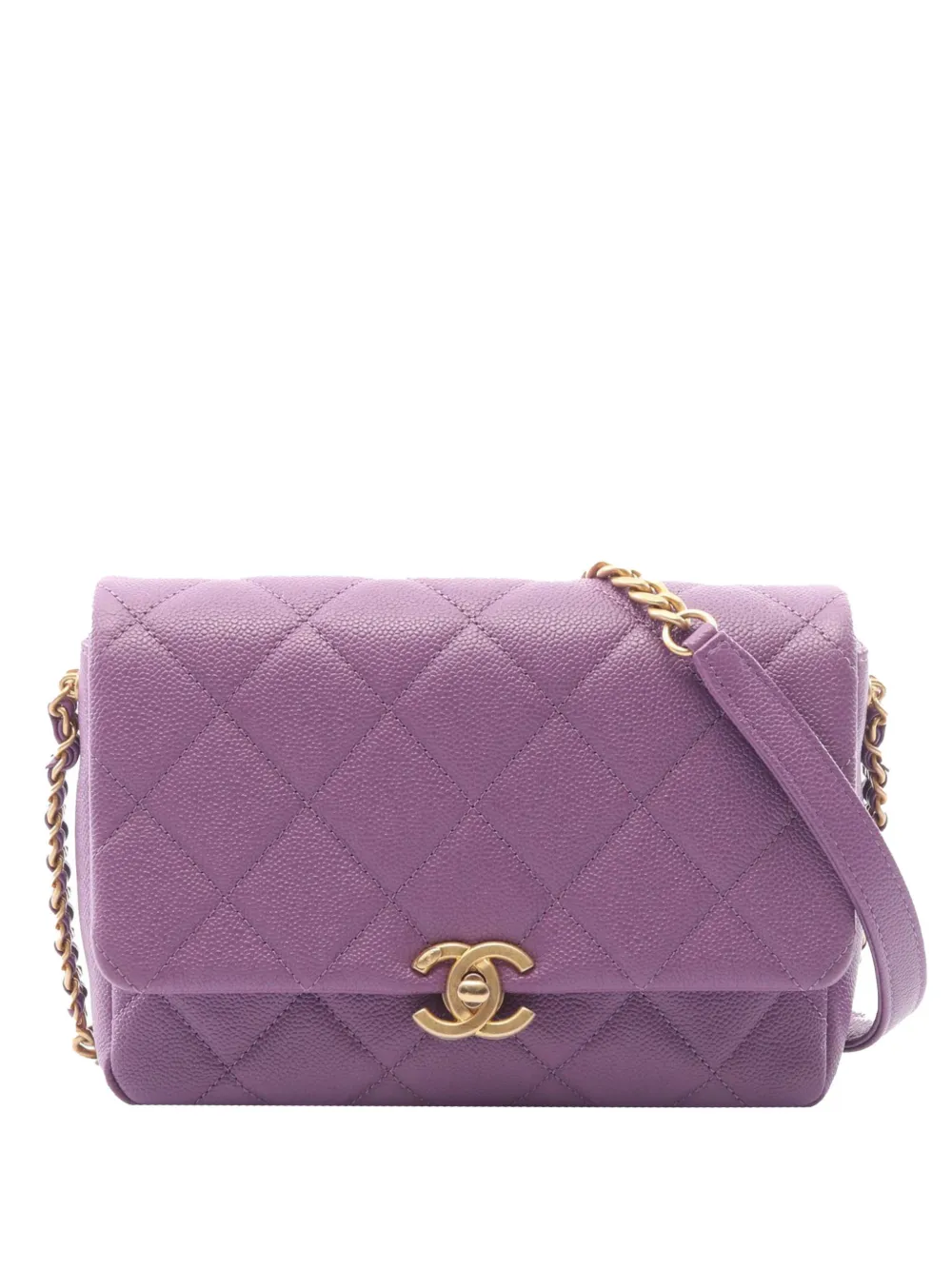 CHANEL Pre-Owned 2021-2026 Small Quilted Caviar Flap crossbody bag - Viola