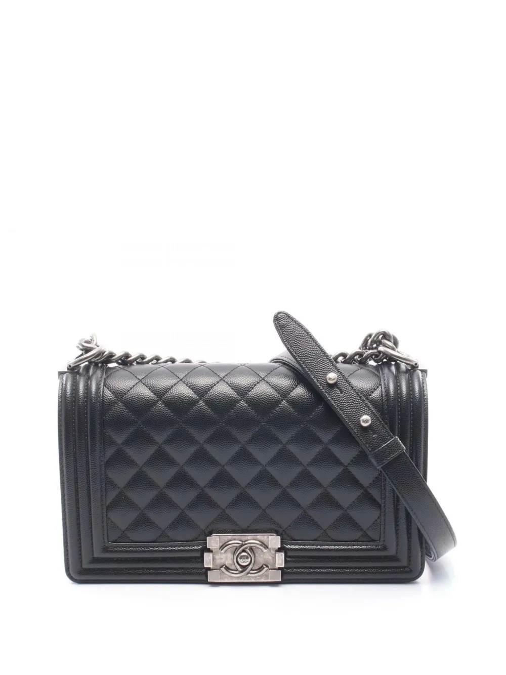 CHANEL Pre-Owned 2021-2026 Old Medium Quilted Caviar Boy Flap crossbody bag - Black