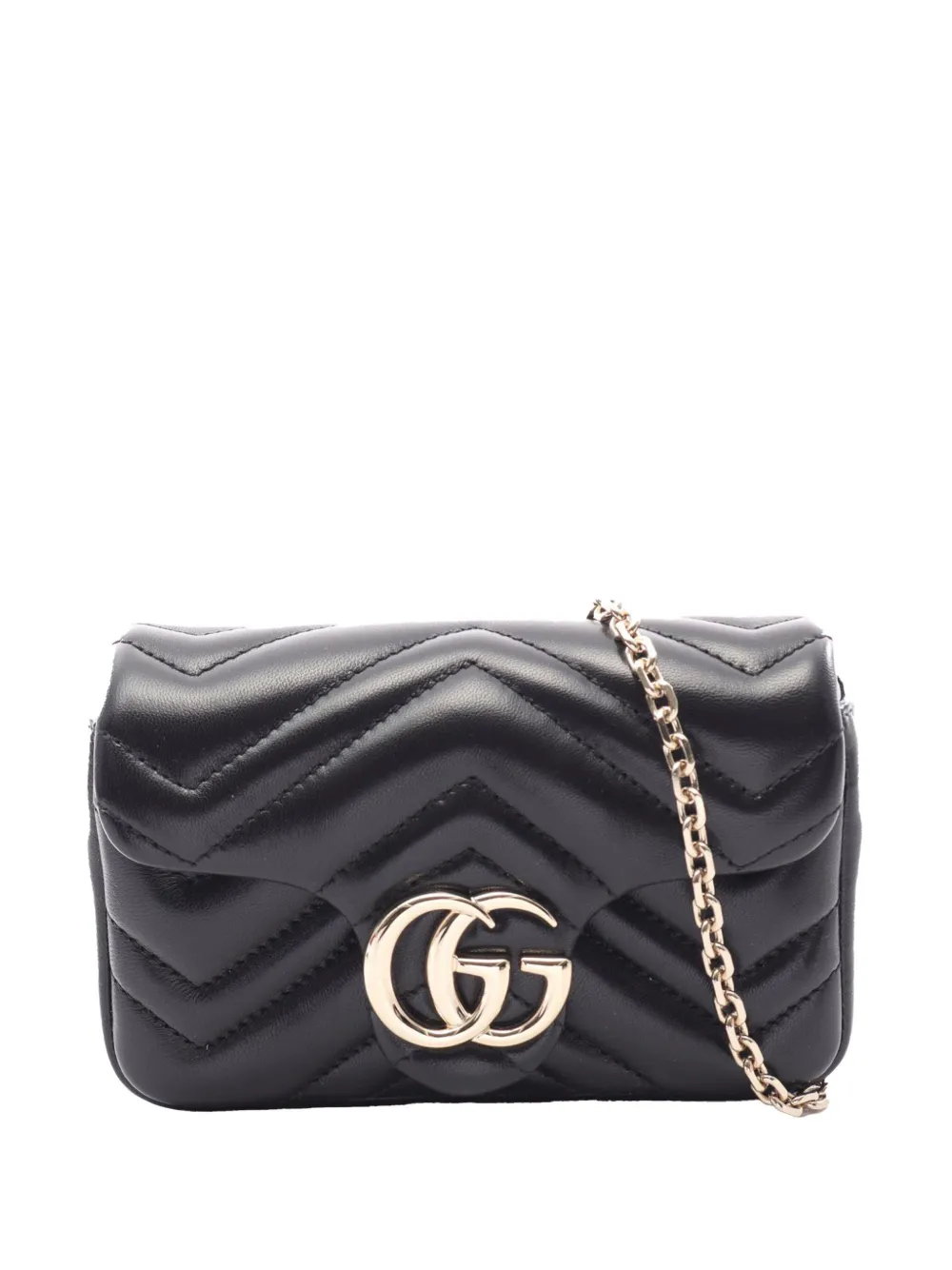 Gucci Pre-Owned 2016-2026 Mini GG Marmont Matelasse Leather Flap crossbody bag - Nero