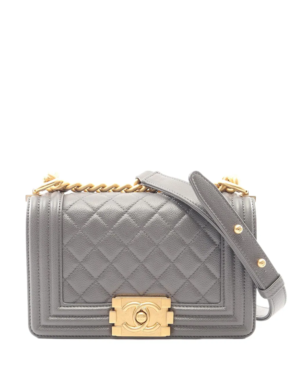 CHANEL Pre-Owned 2021-2026 Small Quilted Caviar Boy Flap crossbody bag - Grey