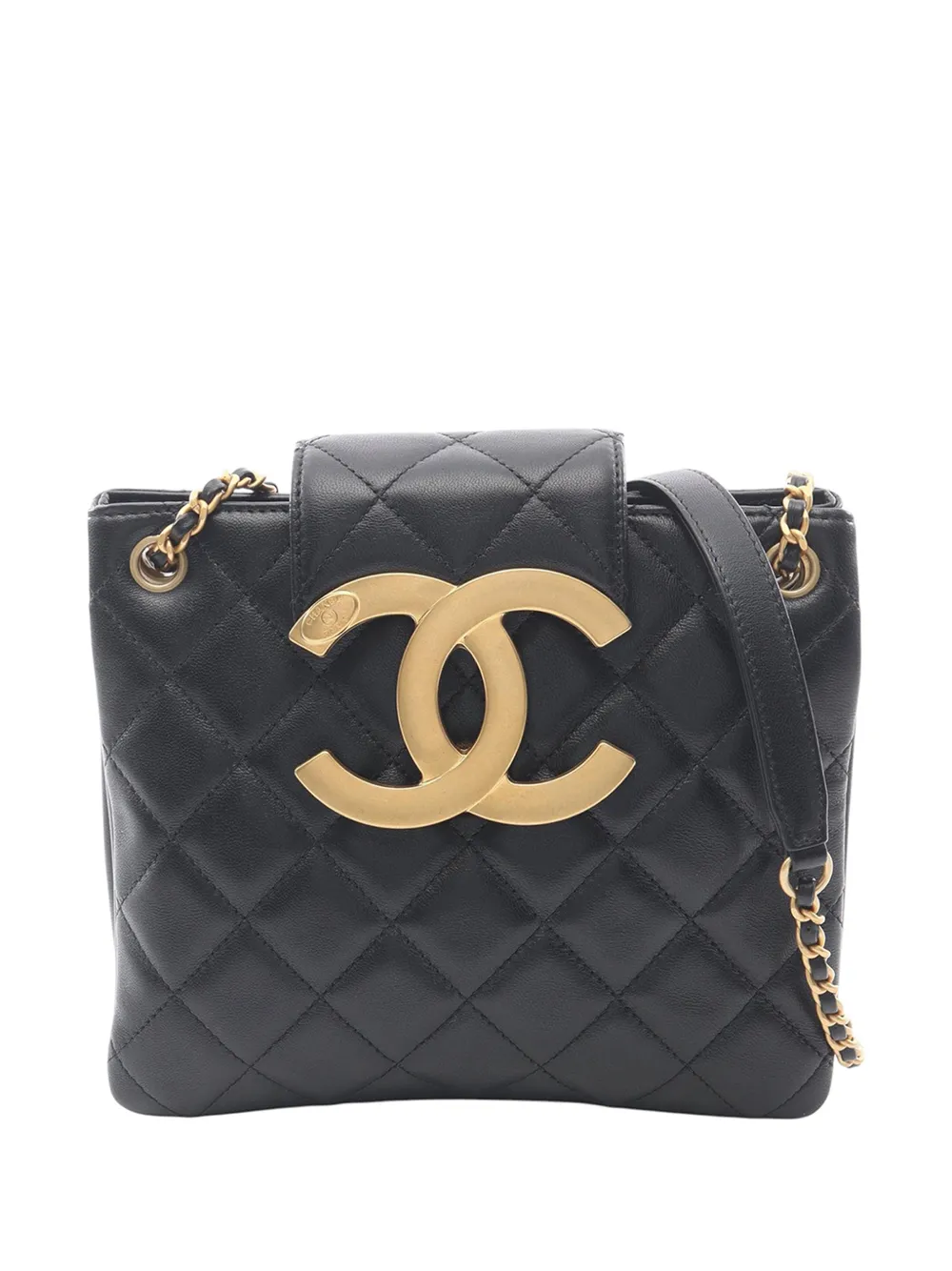CHANEL Pre-Owned 2021-2026 Small Quilted Lambskin Giant CC Chain shoulder bag - Nero