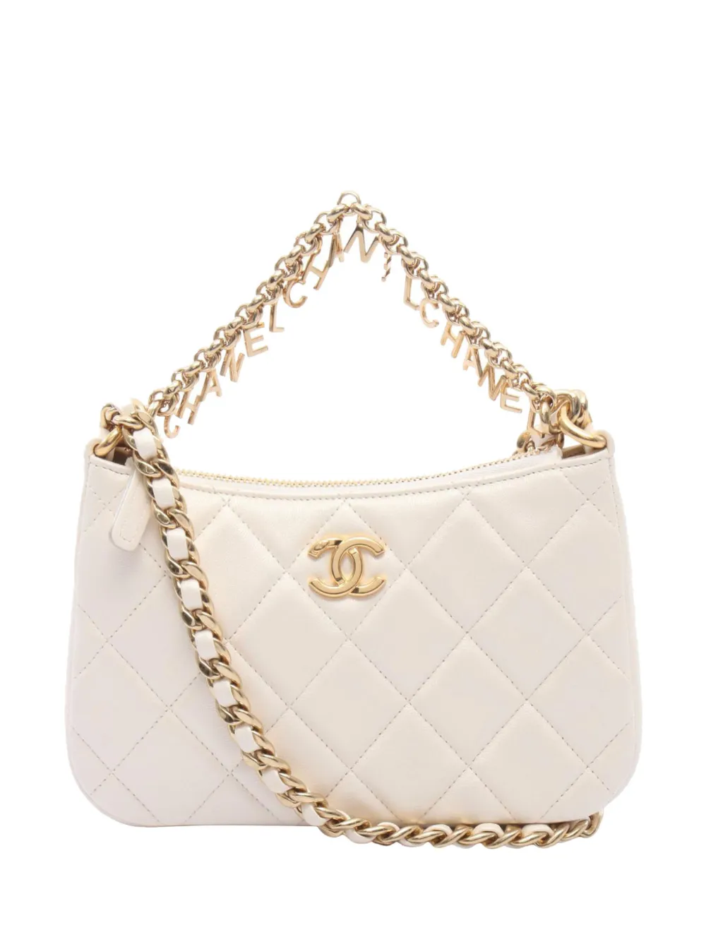 CHANEL Pre-Owned 2021-2026 CC Quilted Lambskin Chain Hobo satchel - Bianco