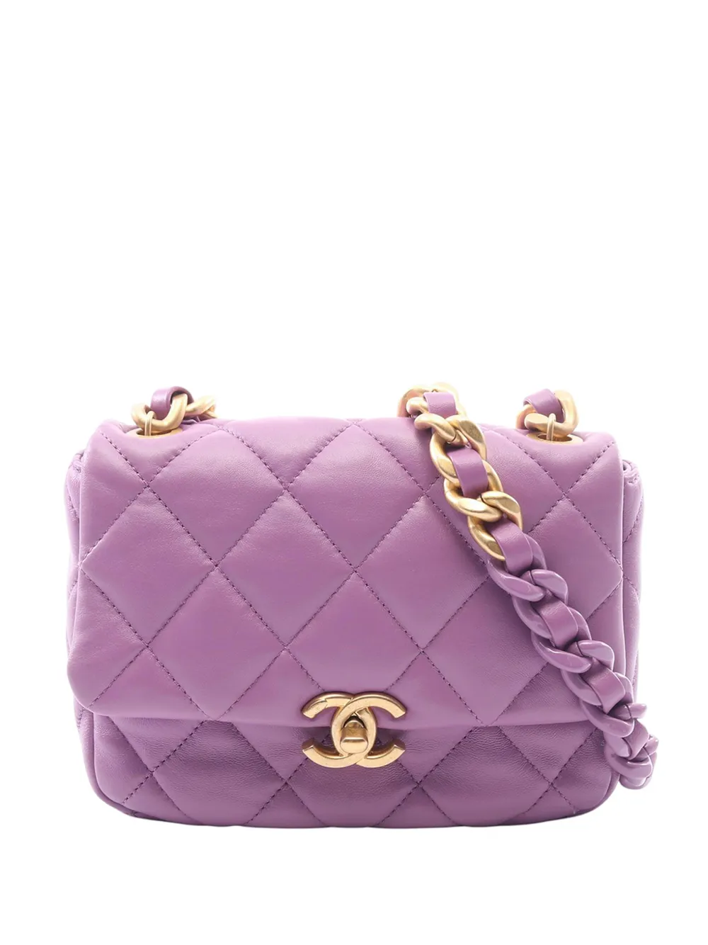 CHANEL Pre-Owned 2021-2026 Mini Quilted Lambskin Candy Chain Flap crossbody bag - Viola