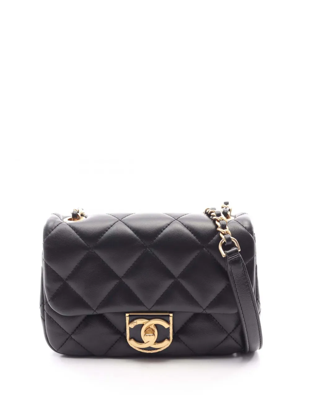 CHANEL Pre-Owned 2021-2026 Mini Quilted Lambskin Side Note Flap crossbody bag - Nero