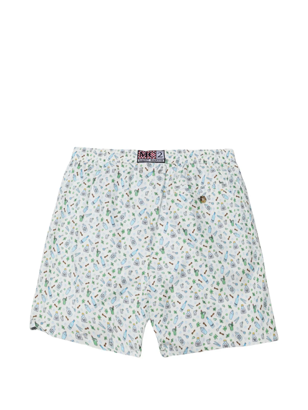 MC2 Saint Barth Zwembroek met cocktail-print en trekkoord Beige