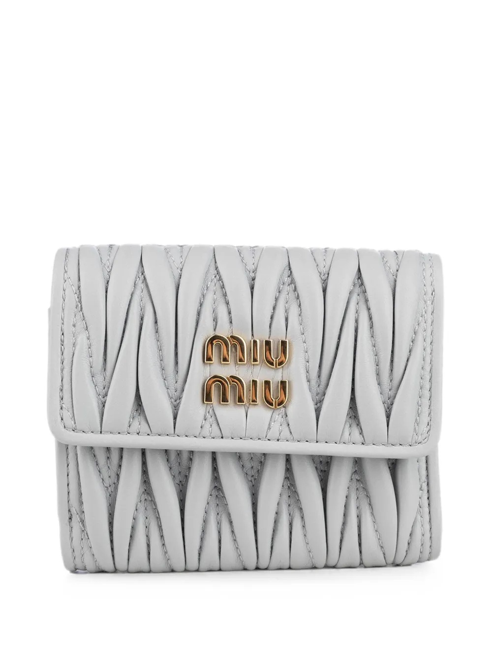 Miu Miu Matelassé leather wallet - Grau