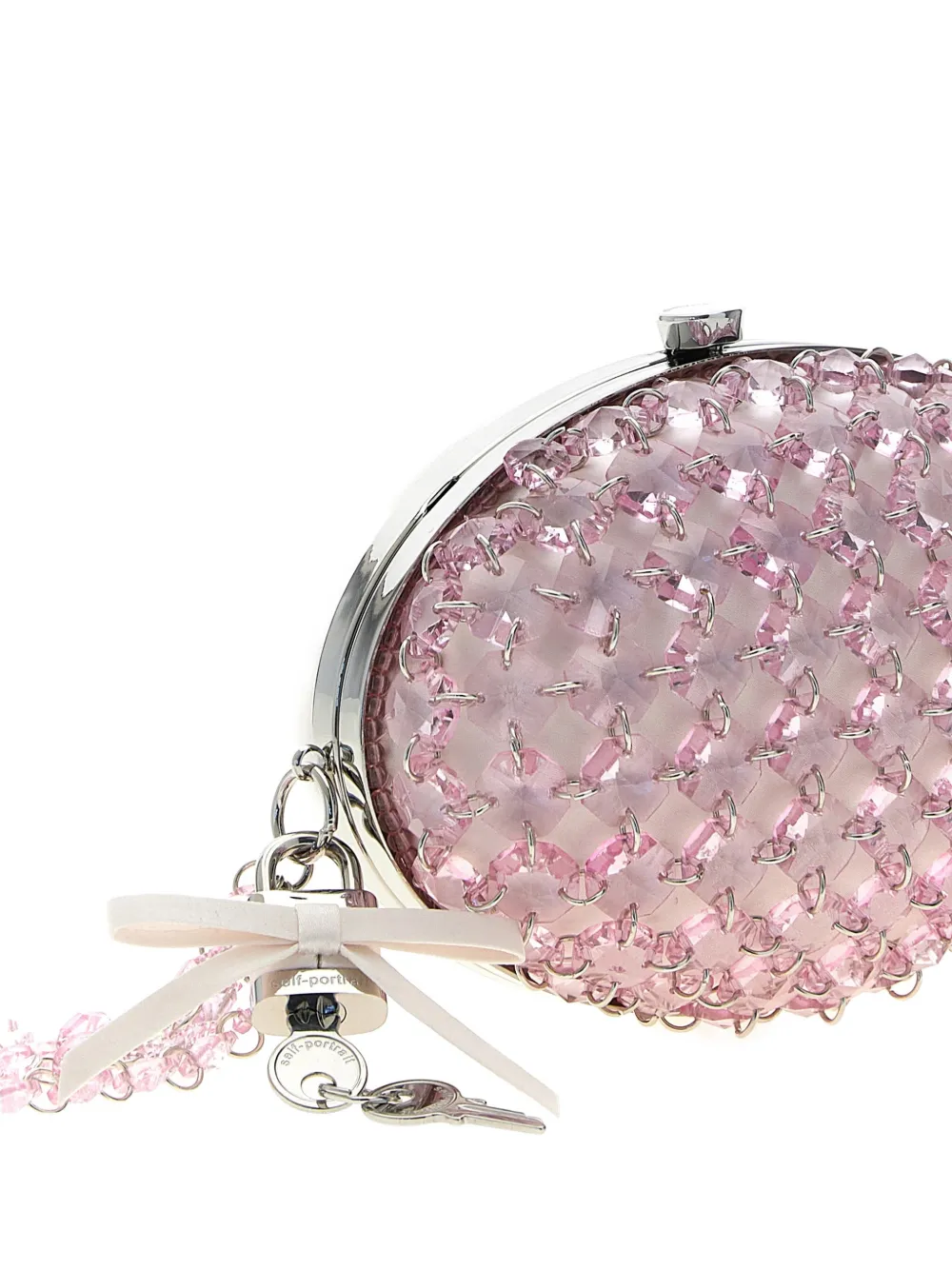 Self-Portrait Clutch met kristallen ketting Roze