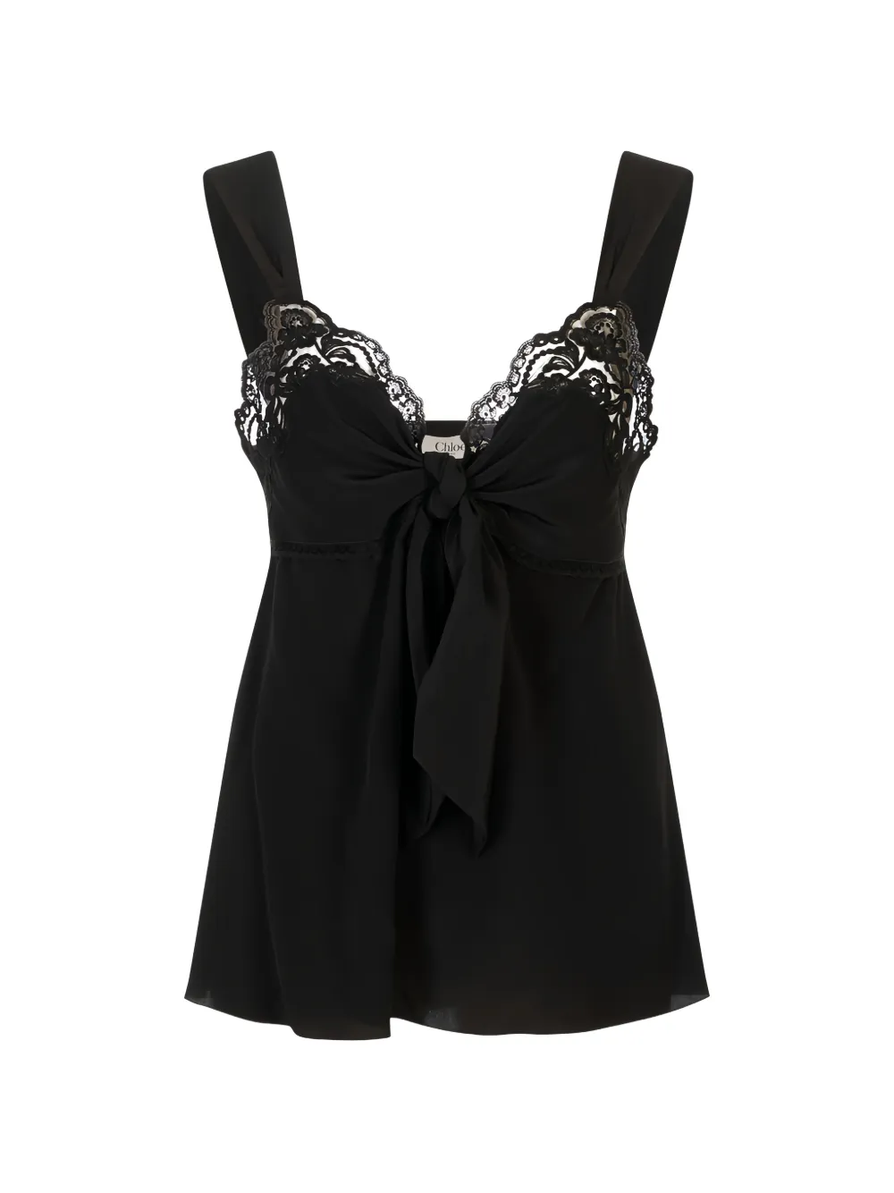 Chloé lace-trim bow-detail sleeveless blouse - Schwarz