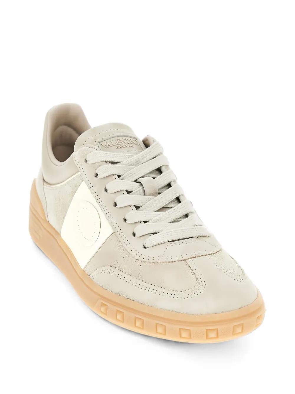 Valentino Garavani Upvillage Rockstud panelled sneakers Beige
