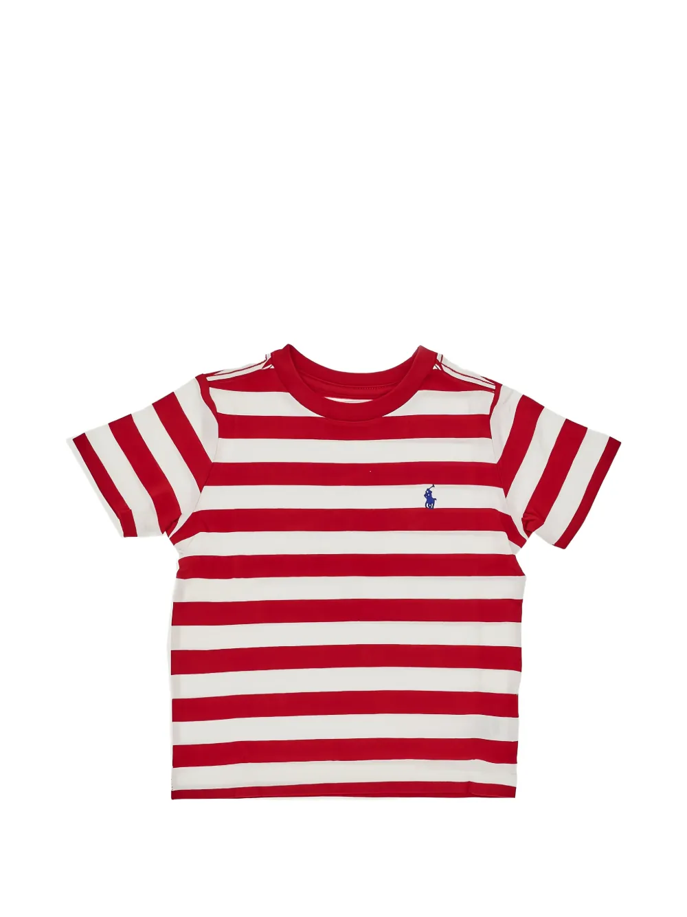 POLO RALPH LAUREN KIDS striped embroidered-logo T-shirt - Rosso