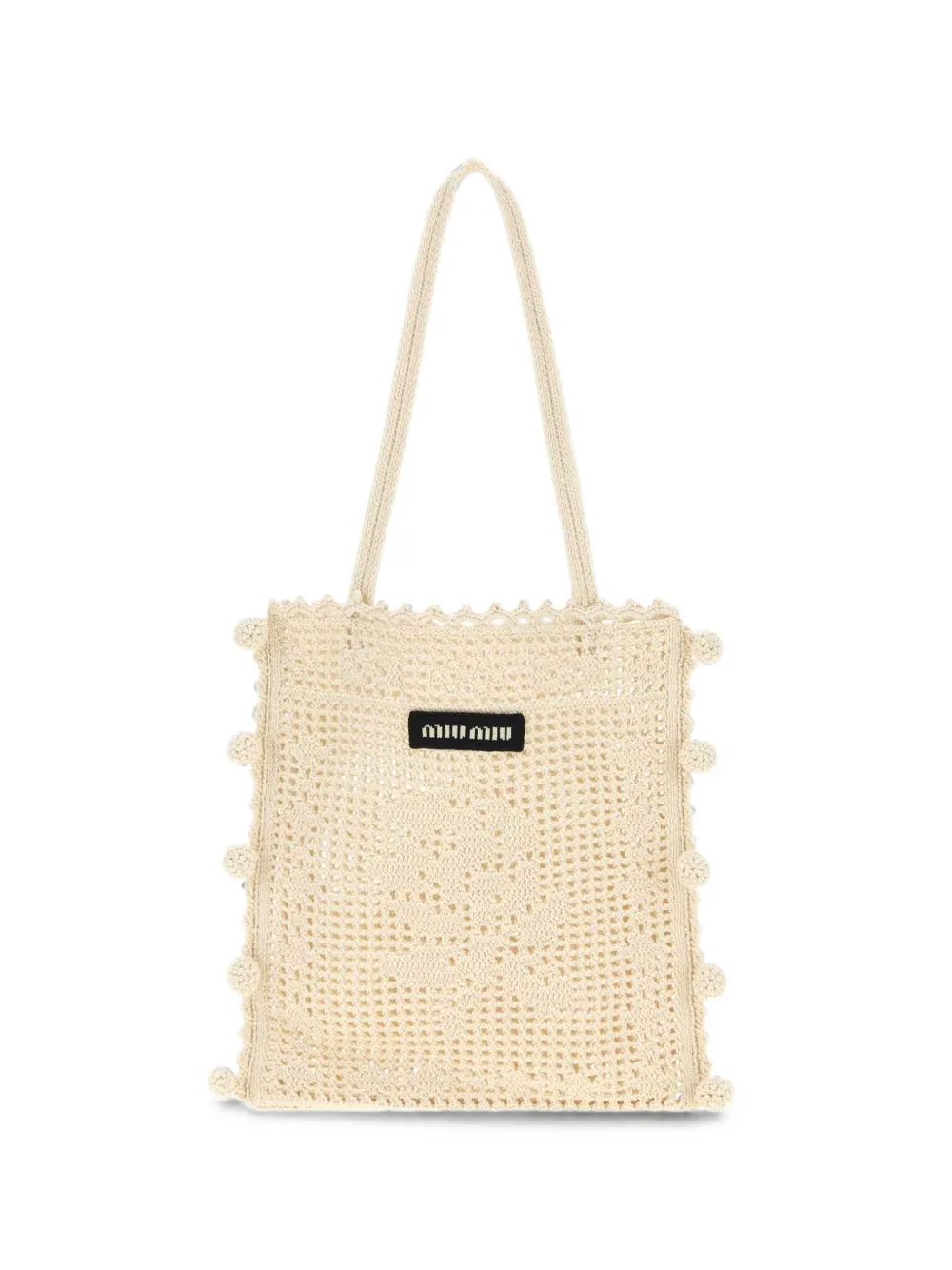 Miu Miu Borsa a spalla con pompon - Toni neutri