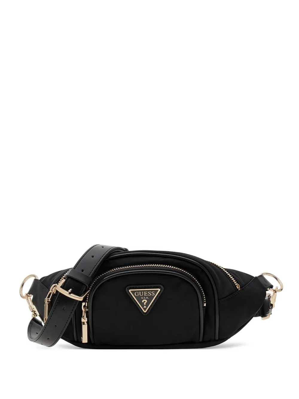 GUESS USA Follie logo-plaque front-zip belt bag - Nero