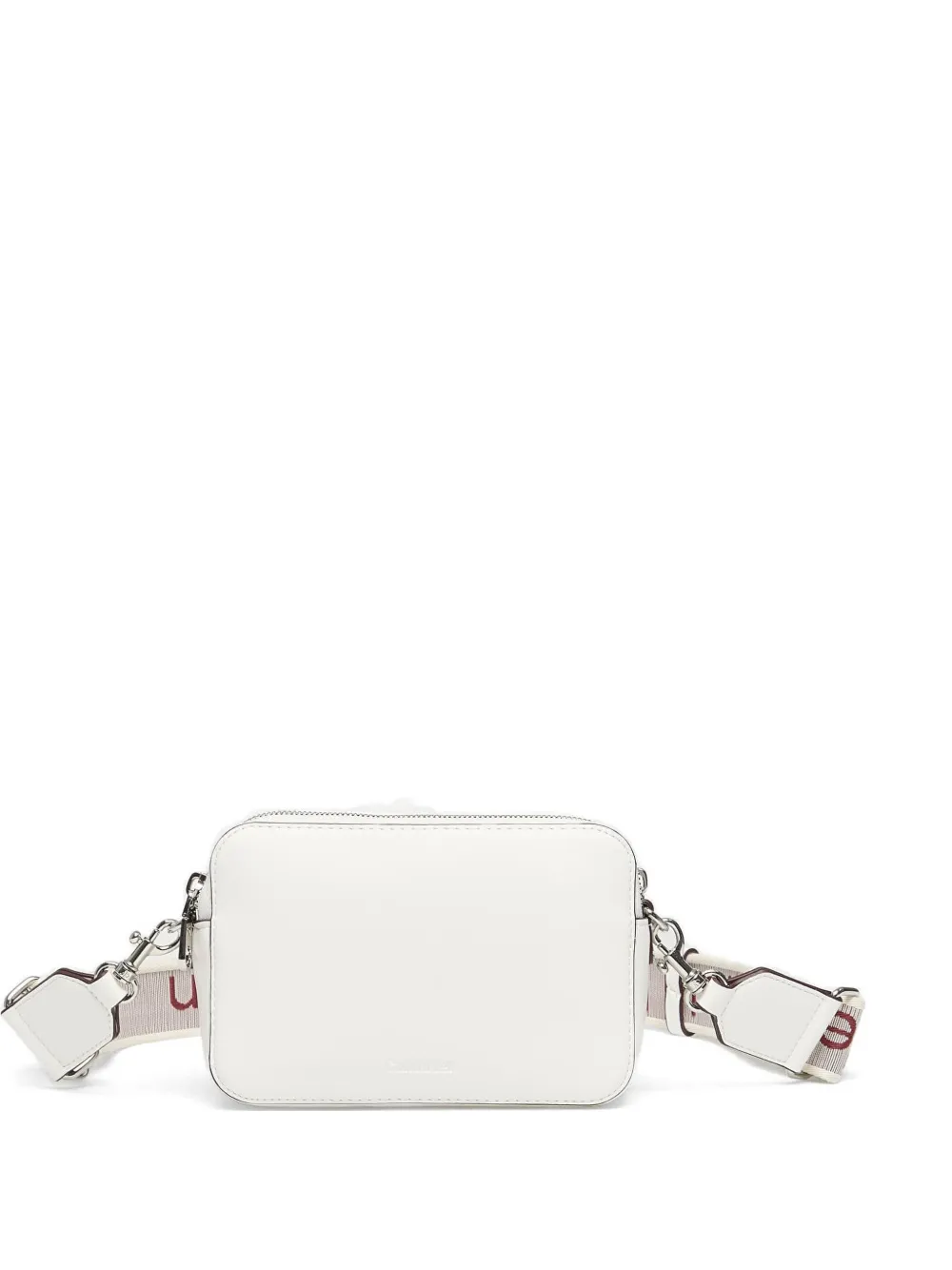 Calvin Klein logo-print strap double-zip mini shoulder bag - Bianco