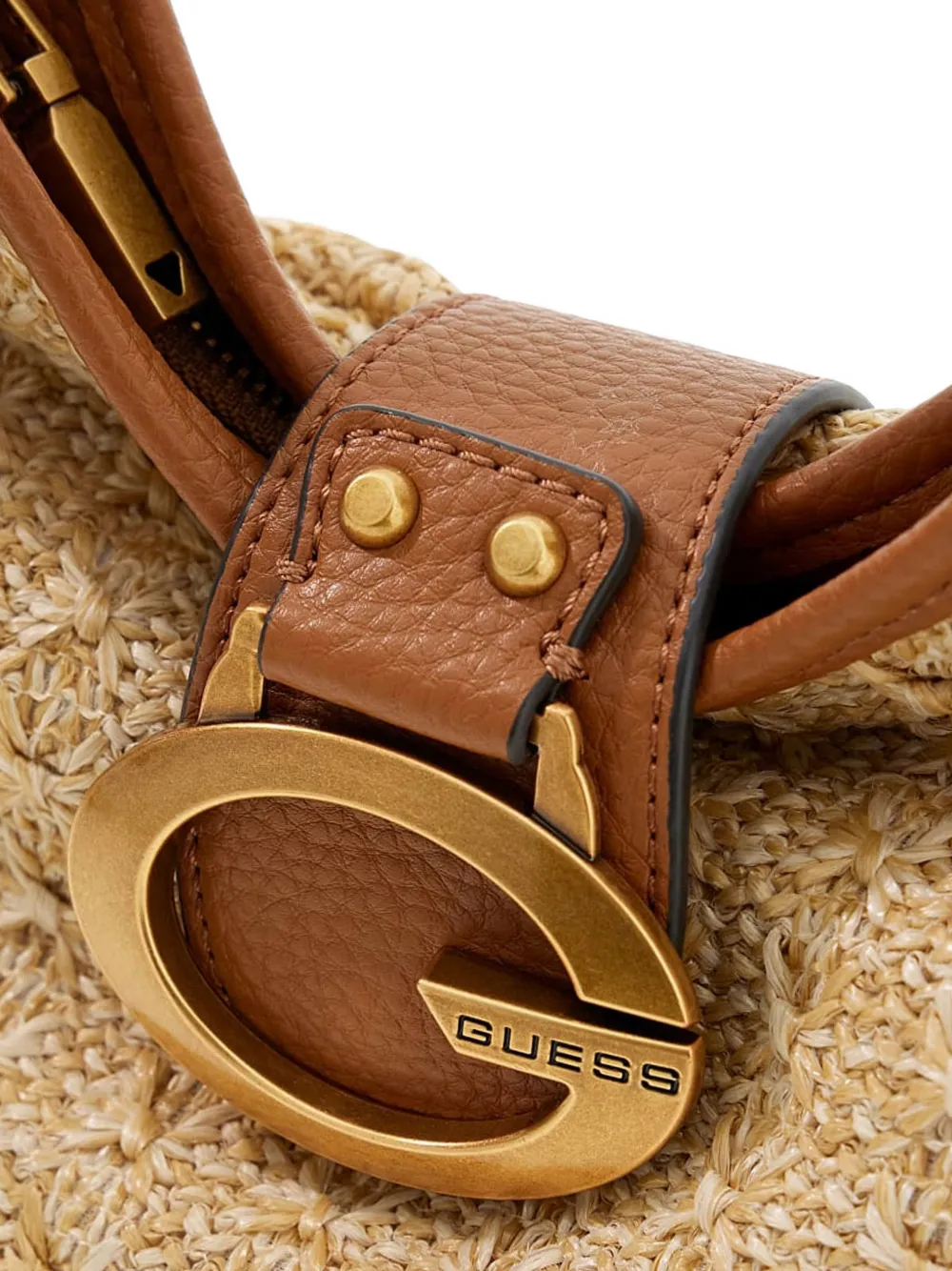 GUESS USA Camden geweven shopper met logoplakkaat Beige
