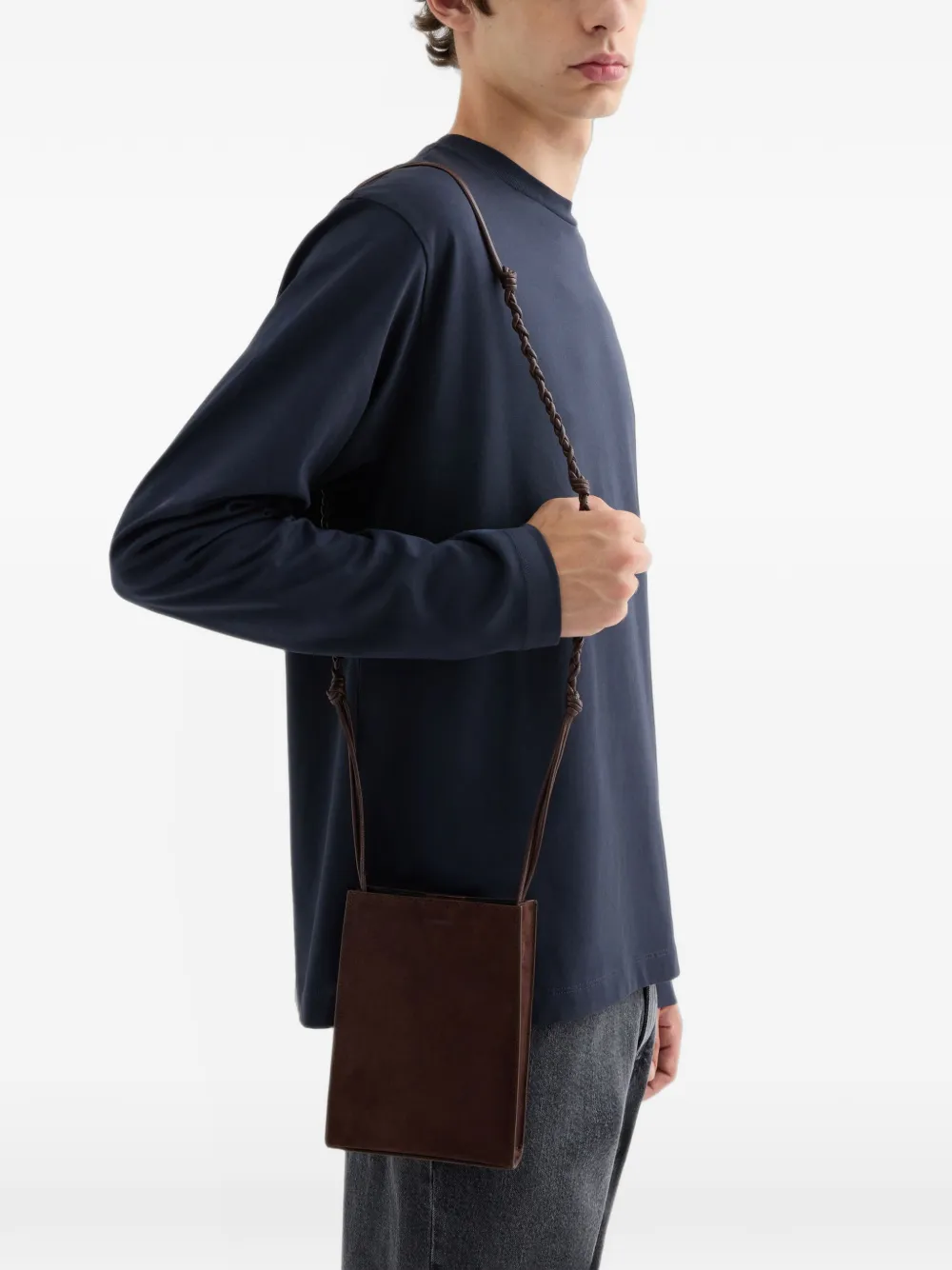 Jil Sander Tangle suede shoulder bag - Marrone