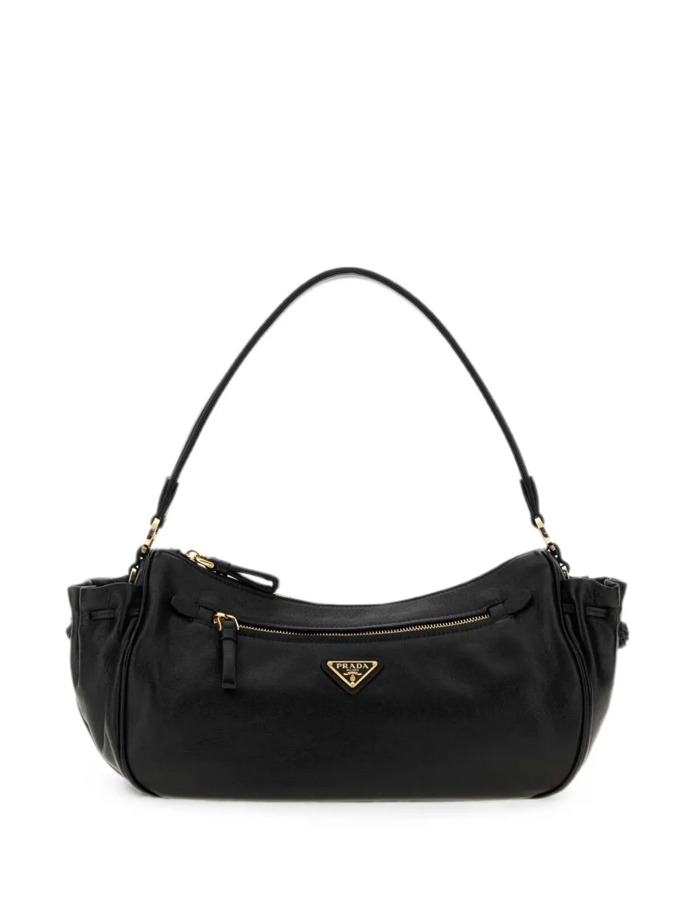 Prada small logo-plaque leather tote bag - Nero