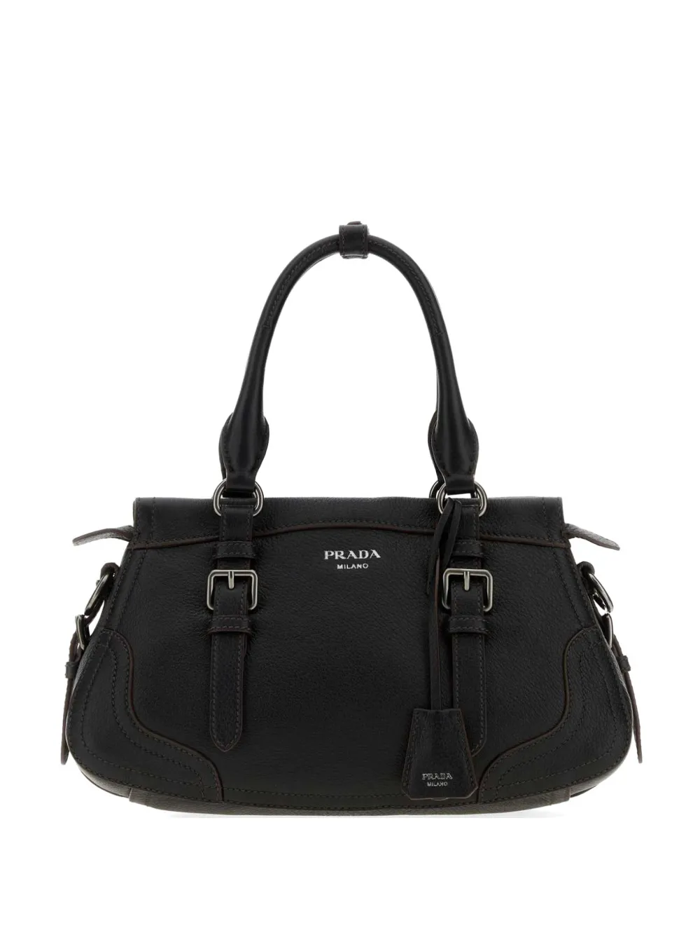 Prada buckle-detail leather tote bag - Schwarz