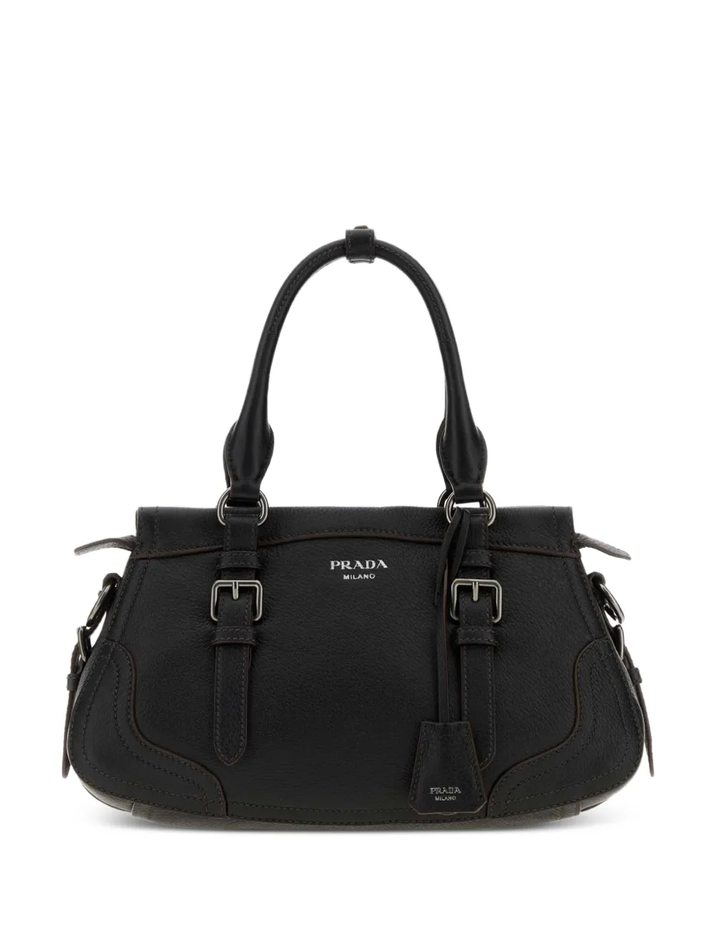 Prada buckle-detail leather tote bag - Schwarz
