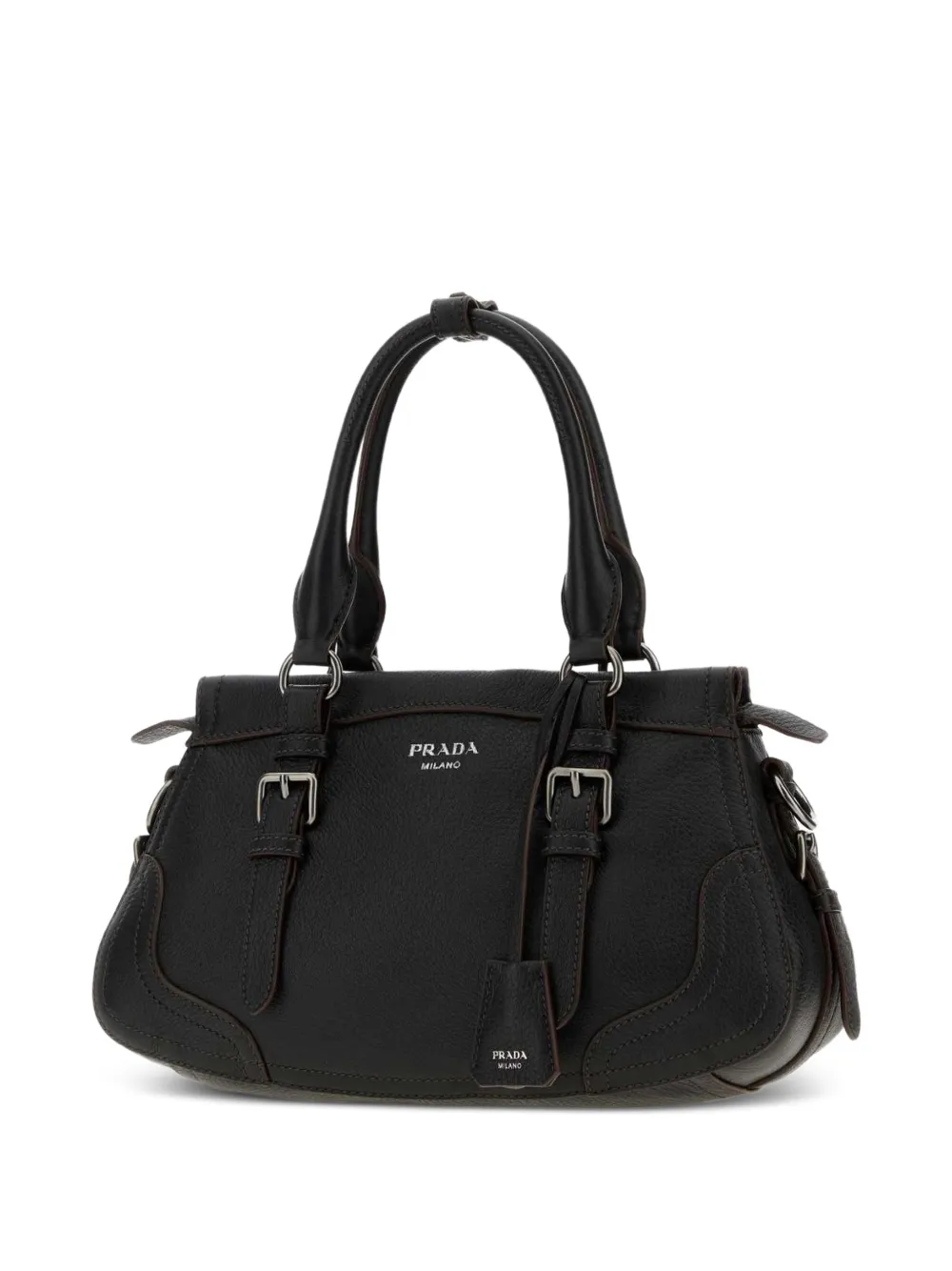 Prada Leren shopper met gespdetail Zwart
