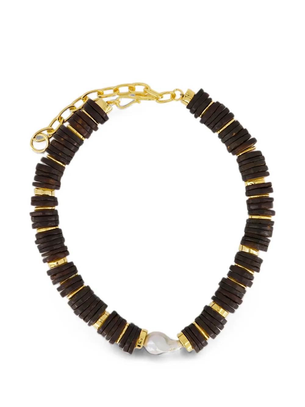 Lizzie Fortunato Heishi-Perlenkette mit Barockperle - Gold