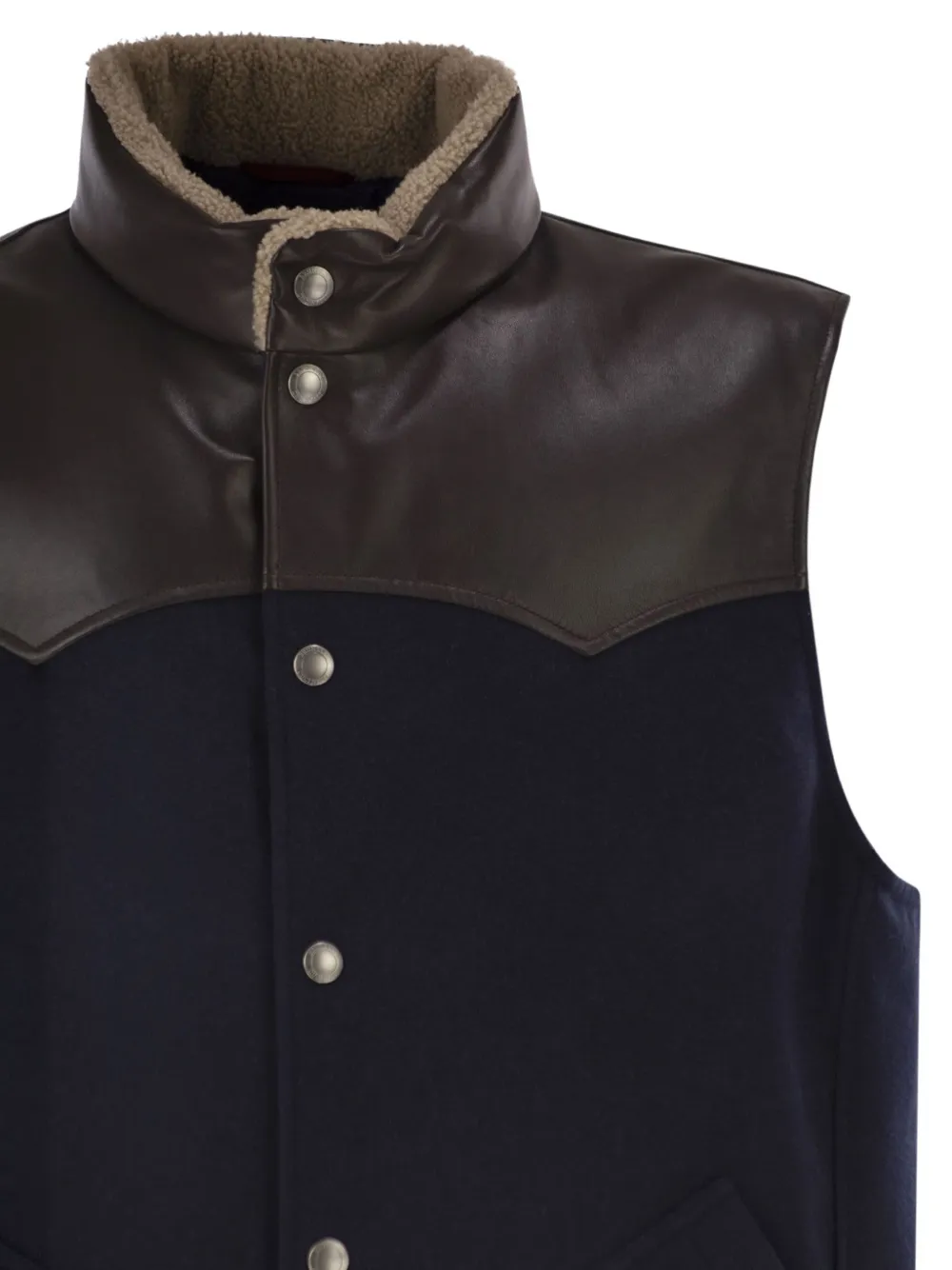 Brunello Cucinelli Gilet met lammy kraag Blauw