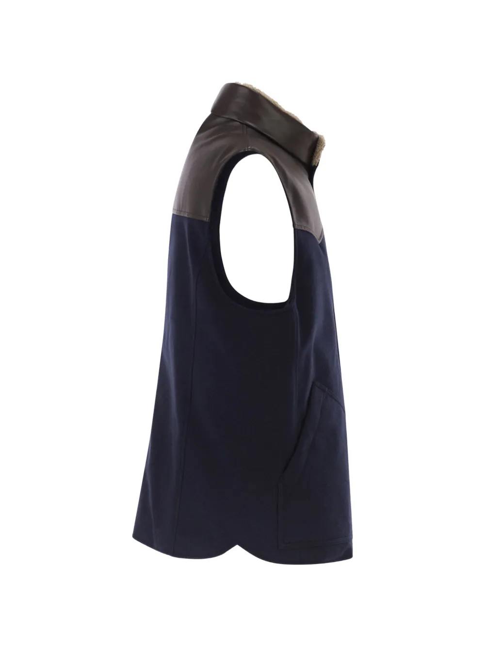 Brunello Cucinelli Gilet met lammy kraag Blauw