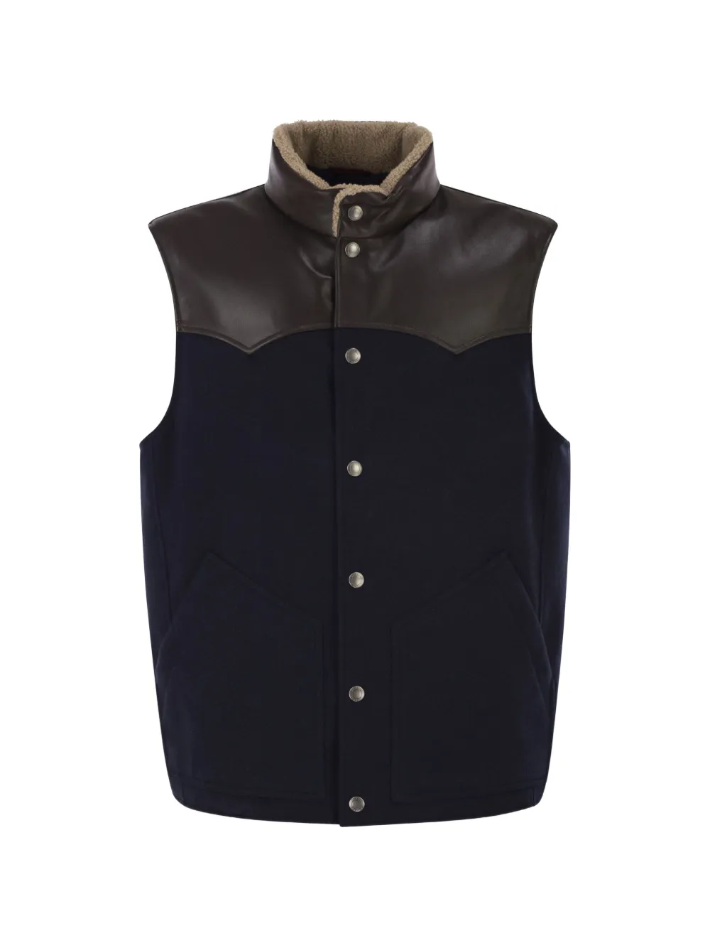 Brunello Cucinelli shearling-collar gilet - Blu
