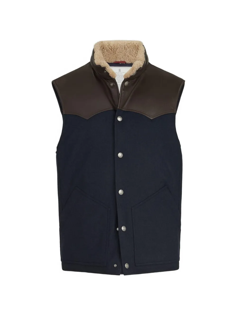 Brunello Cucinelli shearling-collar gilet - Blue
