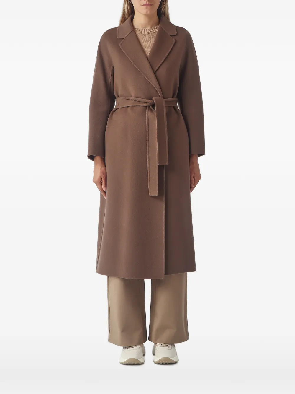 'S Max Mara Esturia wollen jas met ceintuur Bruin