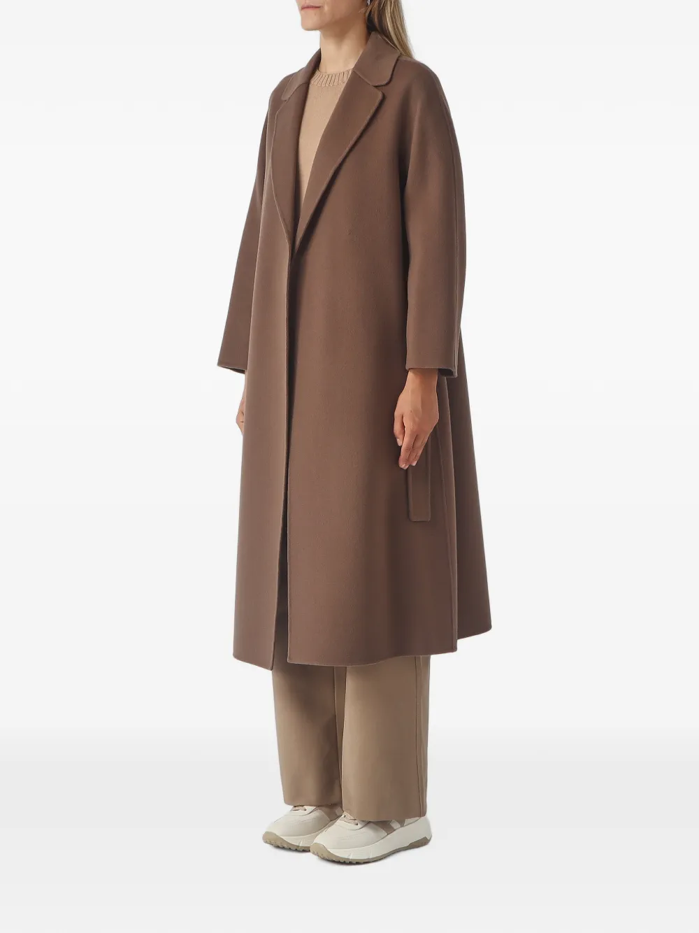 'S Max Mara Esturia wollen jas met ceintuur Bruin