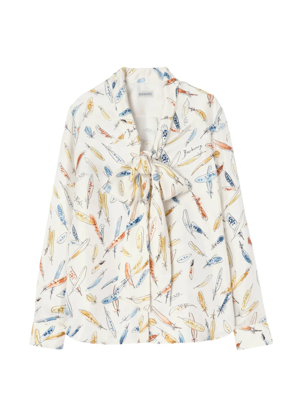 Burberry feather-print silk scarf blouse - Bianco