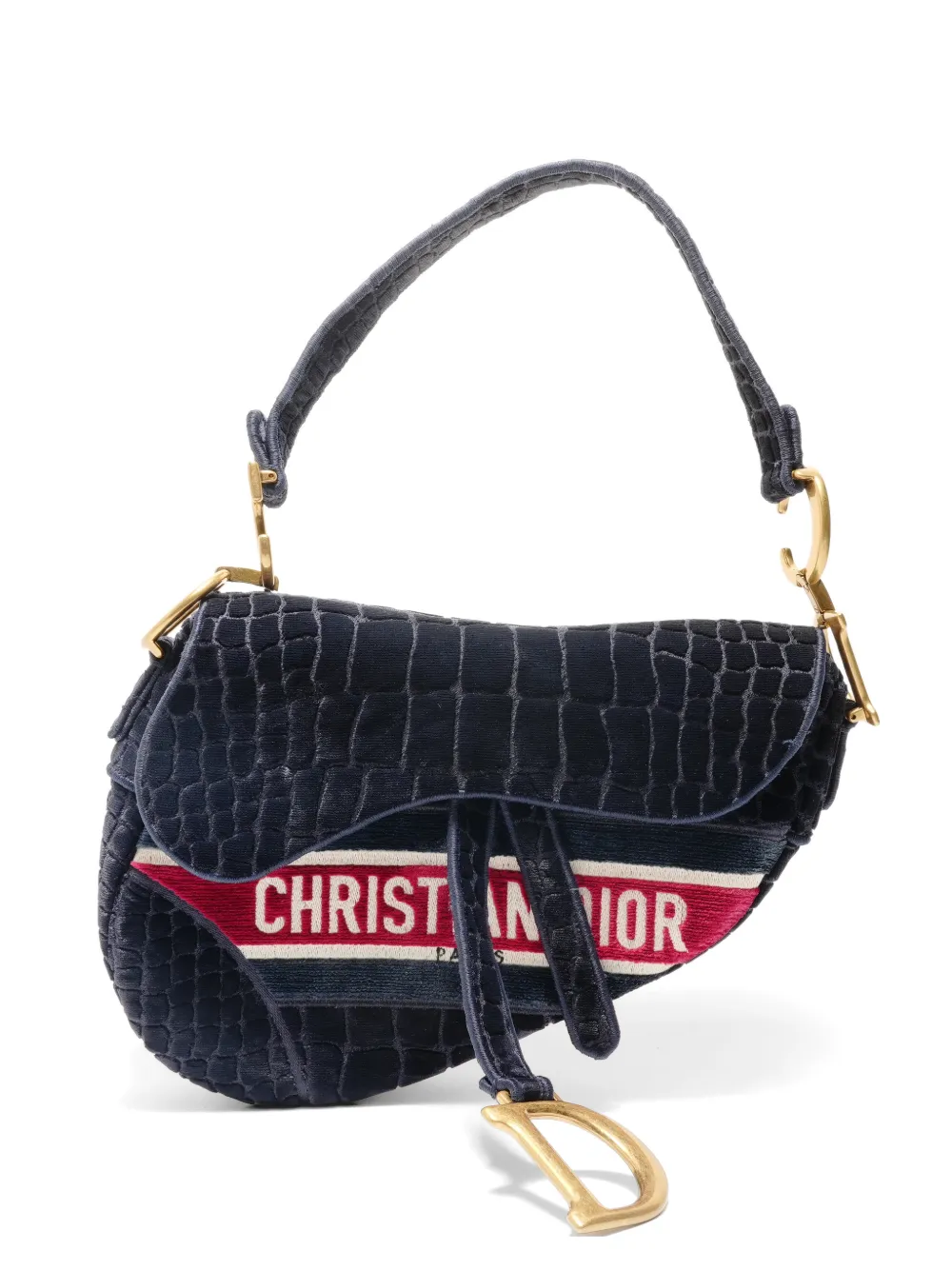 Christian Dior Pre-Owned 1999-2003 Saddle crocodile-effect shoulder bag - Blu