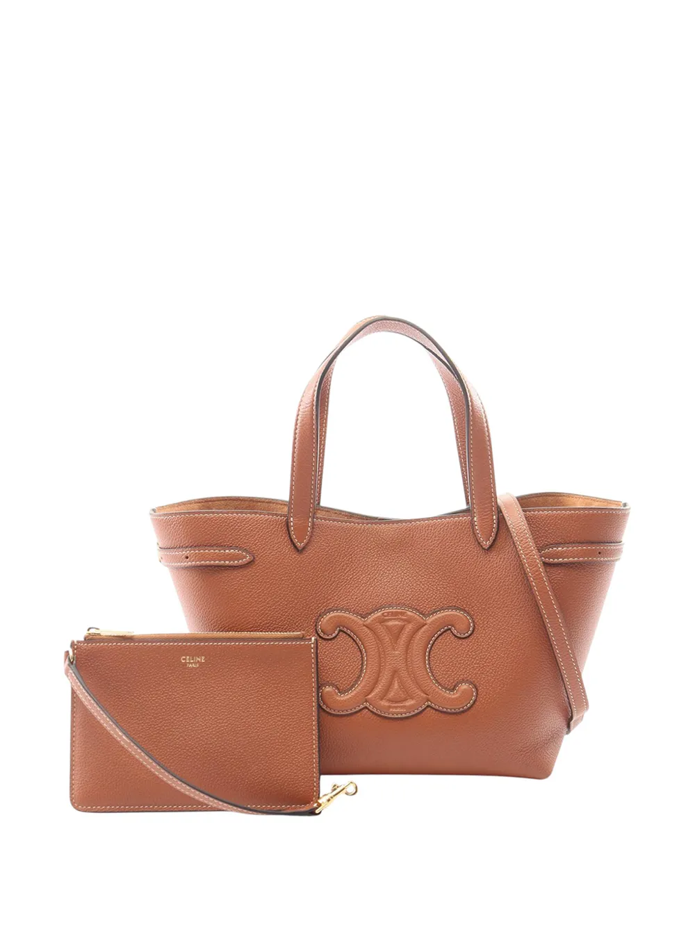 Celine Pre-Owned 2010-2026 Mini Grained Calfskin Cuir Triomphe Cabas Anais Tote satchel - Brown