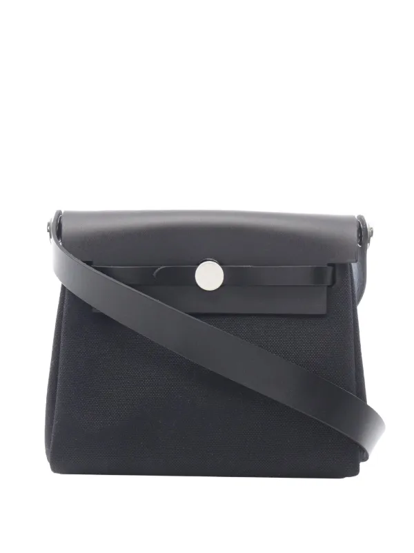 Hermès Pre-owned 2025 Military Toile and Vache Hunter Herbag Zip 20 Crossbody Bag in Black