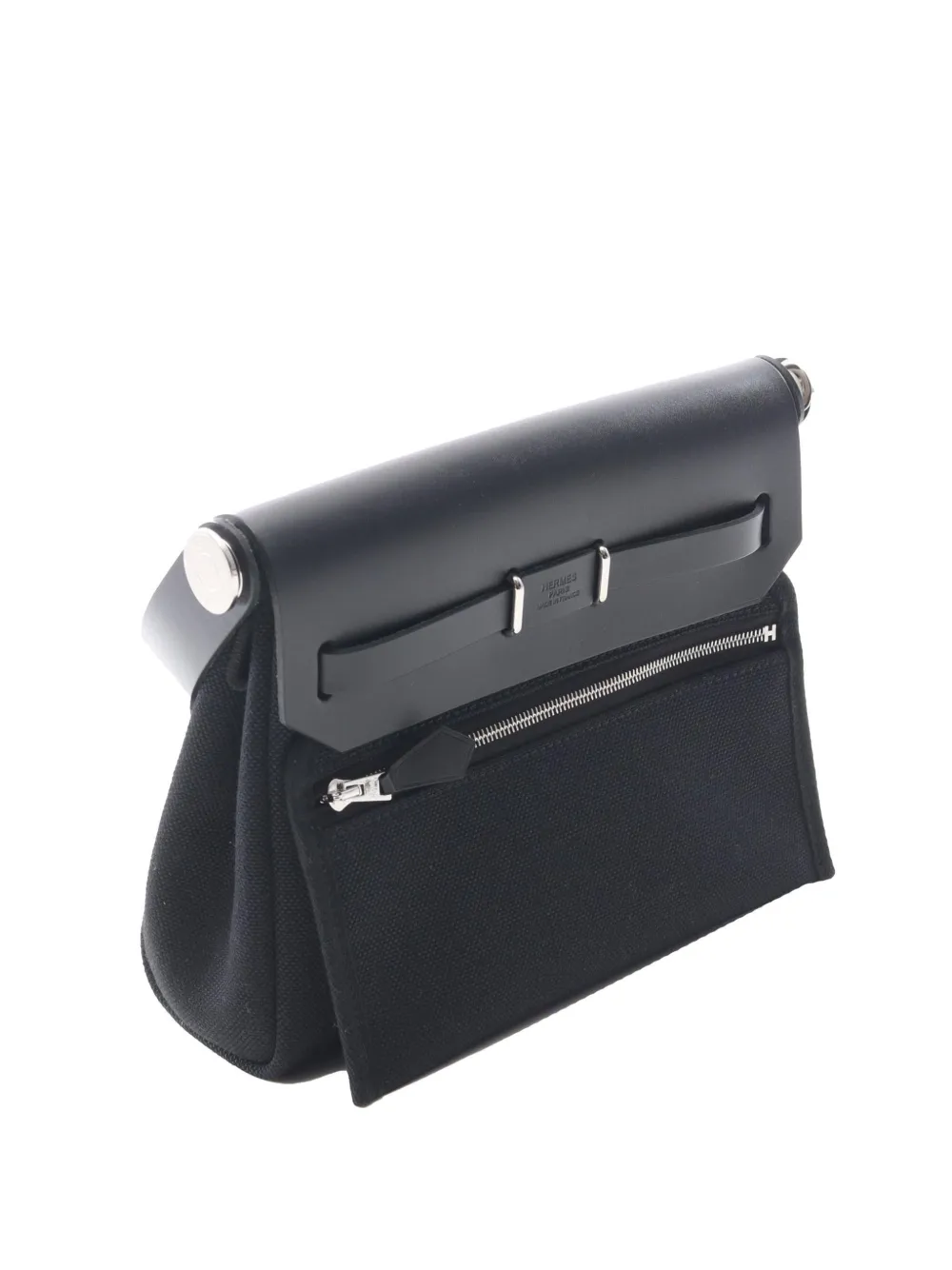 Hermès Pre-owned 2025 Military Toile and Vache Hunter Herbag Zip 20 Crossbody Bag in Black, view 3