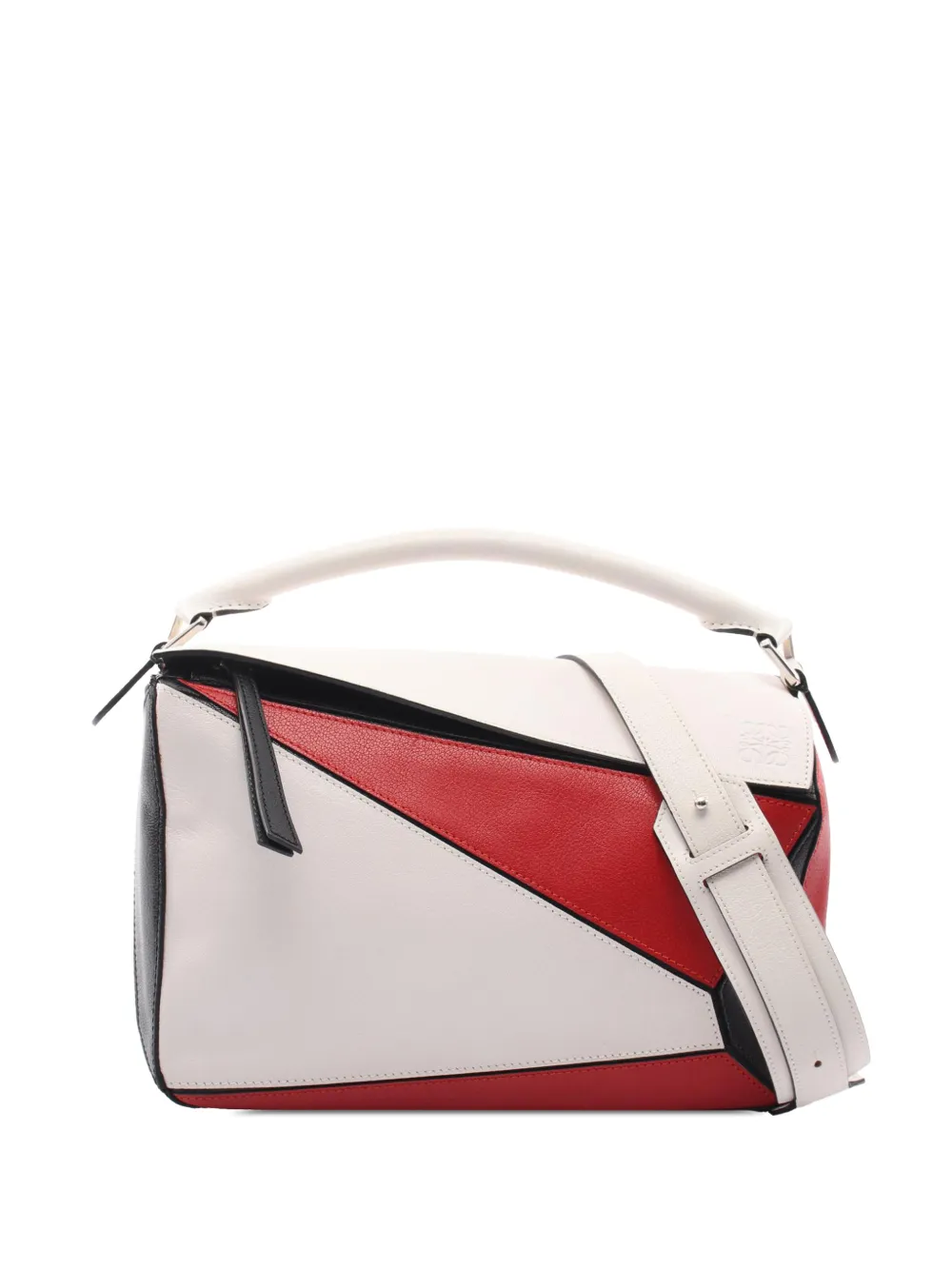Loewe Pre-Owned 2010-2026 Medium Tricolor Calfskin Puzzle satchel - Bianco
