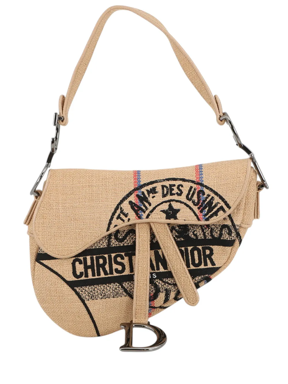 Christian Dior Pre-Owned 2021-2026 Jute Union Embroidered Saddle Bag shoulder bag - Neutrals
