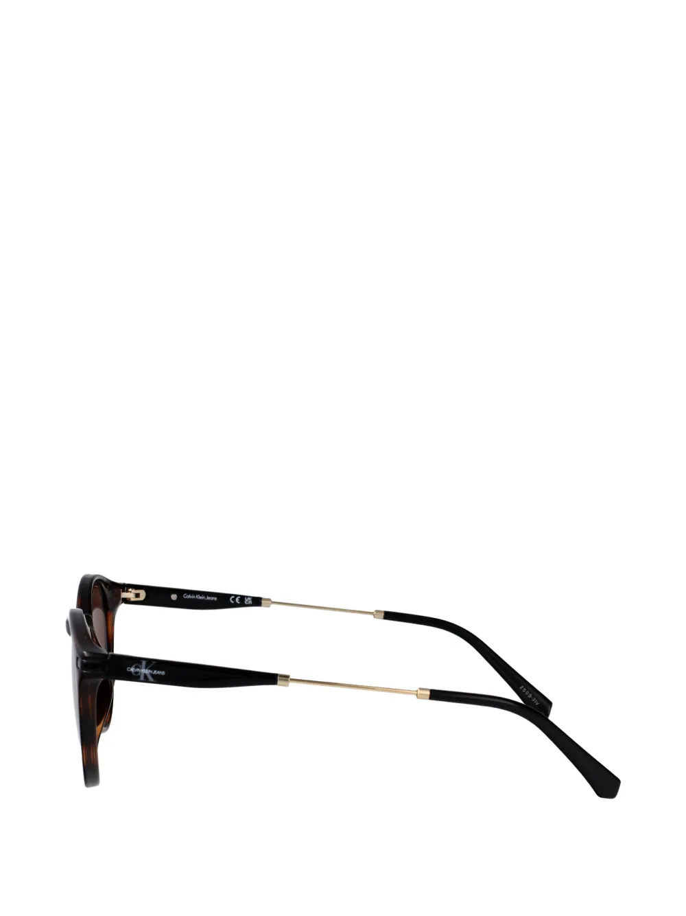 Calvin Klein Jeans Zonnebril met rond montuur en schildpadschild design Bruin